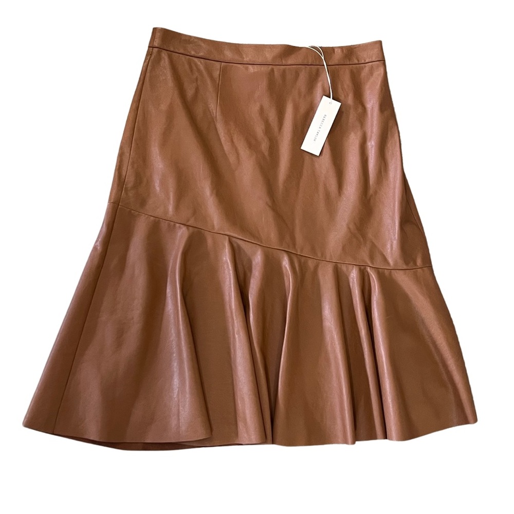 Rebecca Taylor NWT Cognac Vegan Leather Skirt, Size 10
